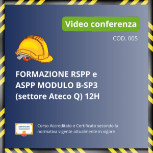 Formazione RSPP e ASPP modulo B-SP3 - Settore Ateco Q - 12 ore