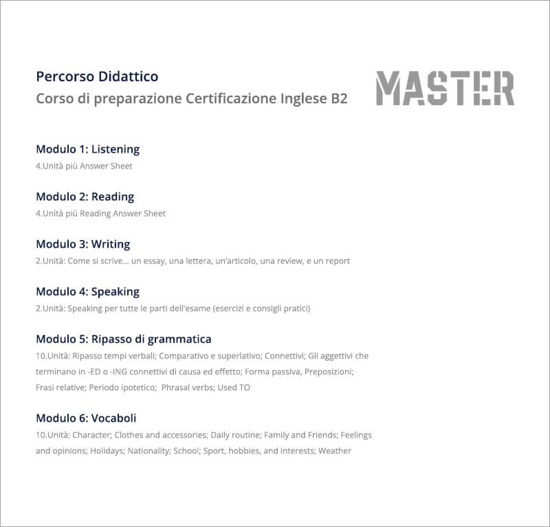 Corso di preparazione per Certificazione Inglese Livello B2