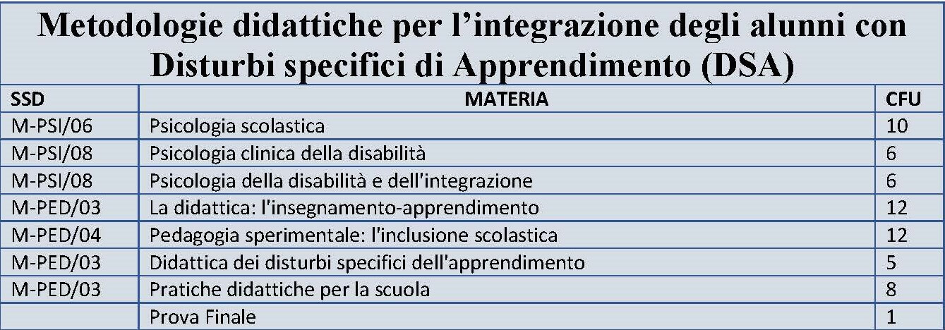 Corso di Perfezionamento DSA