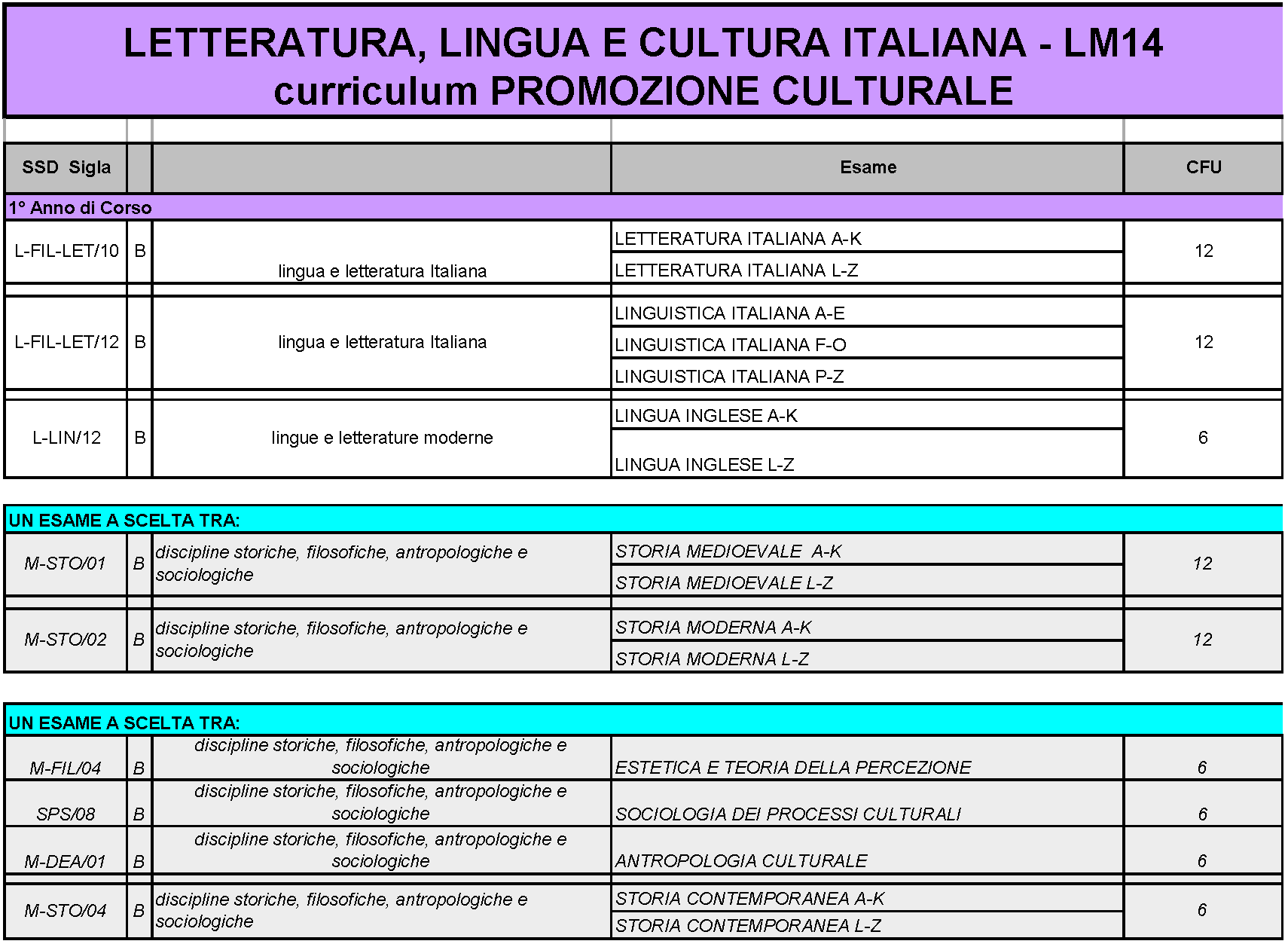 Laurea Magistrale LM-14 indirizzo Promozione Culturale