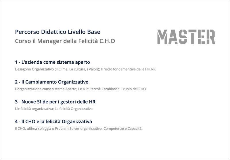 Corso completo Chief Happiness Officer dalle basi al livello avanzato