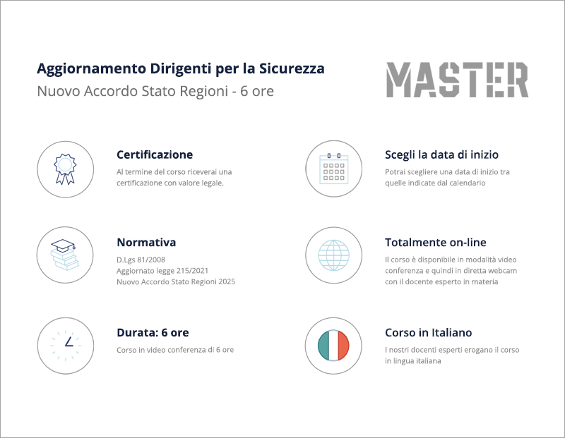 Aggiornamento Dirigenti per la sicurezza - 6 ore