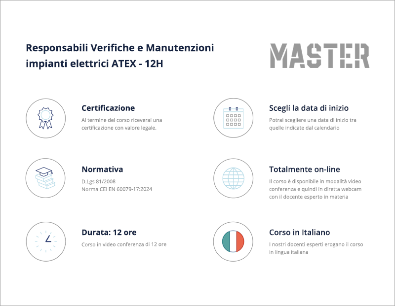 Responsabili Verifiche e Manutenzioni impianti elettrici ATEX - 12H