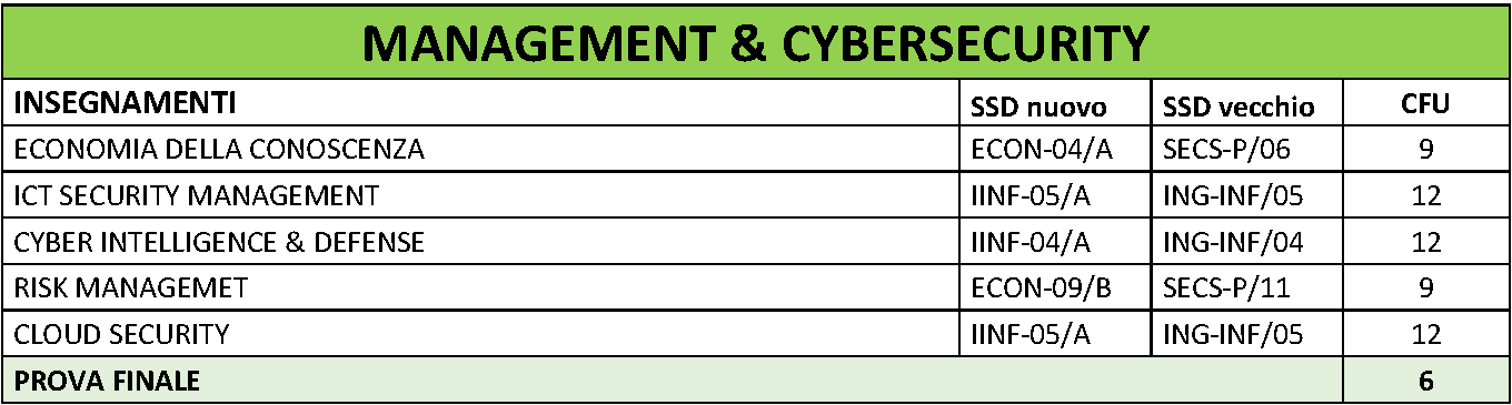 Master I livello in Management & Cybersecurity
