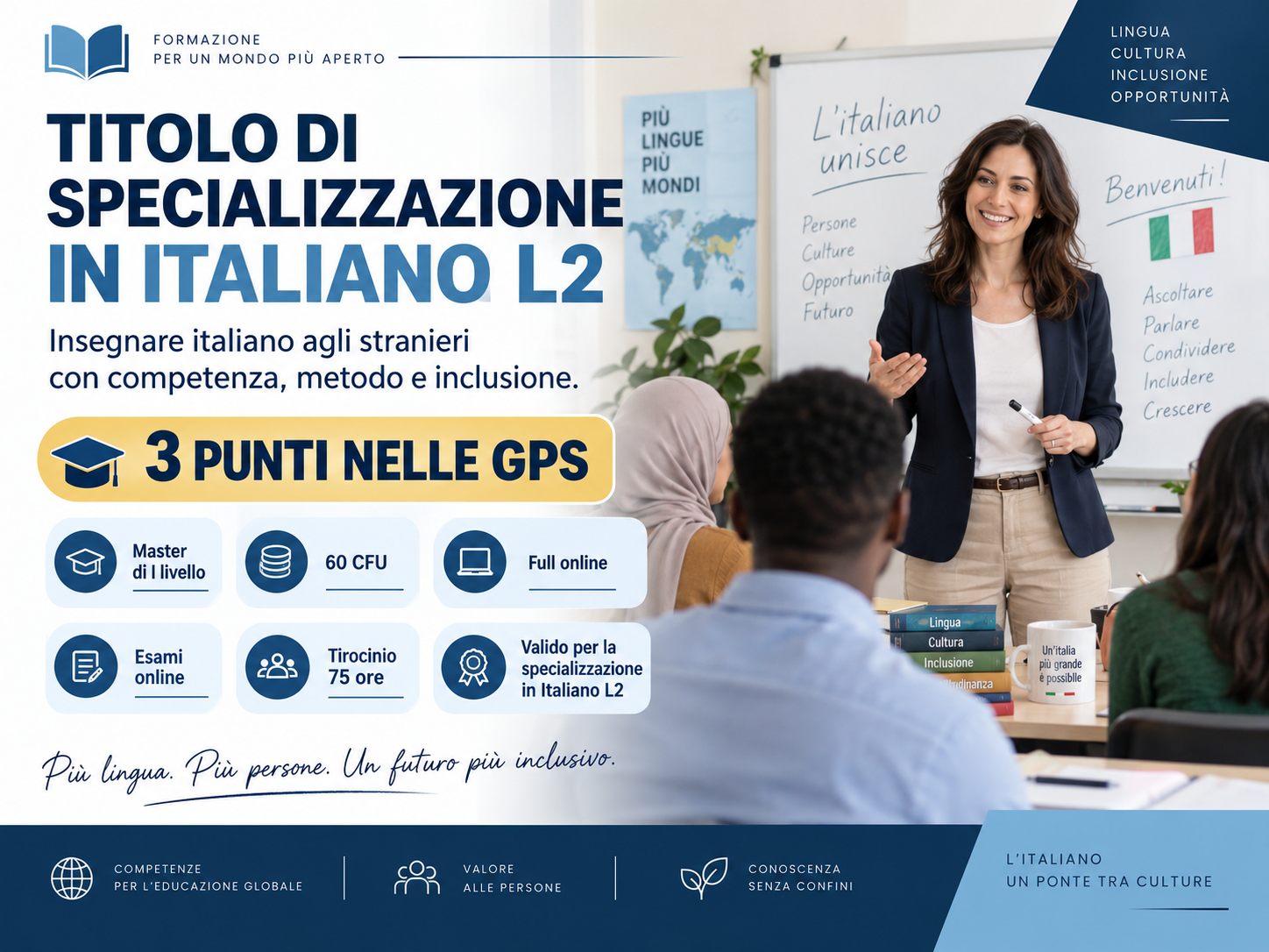 Titolo di Specializzazione in Italiano L2: perché oggi insegnare italiano agli stranieri è una competenza sempre più importante nella scuola - 3 punti in GPS