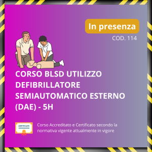 Corso BLSD utilizzo Defibrillatore Semiautomatico Esterno (DAE) - 5H