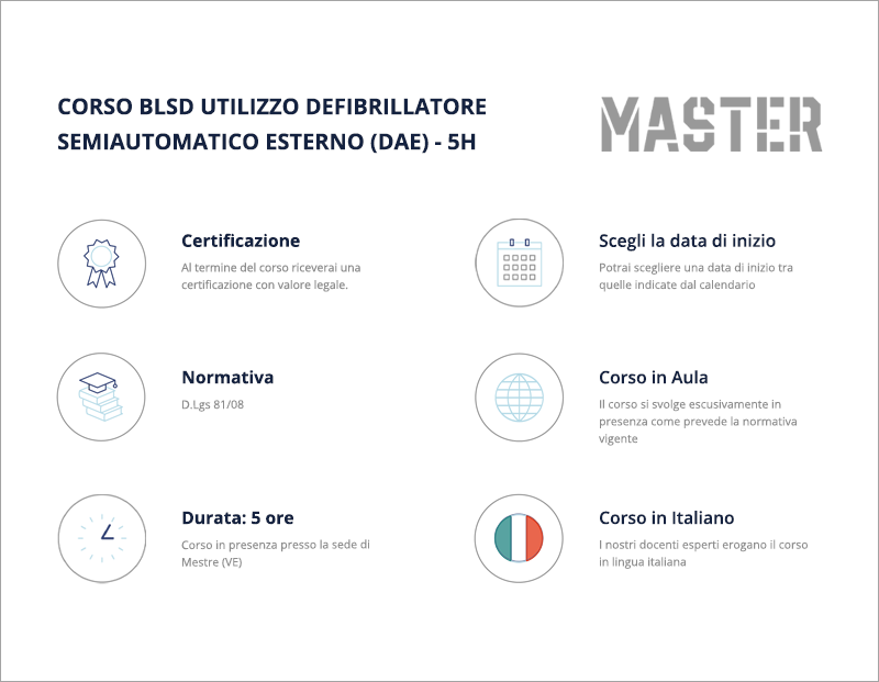 Corso BLSD utilizzo Defibrillatore Semiautomatico Esterno (DAE) - 5H