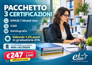 ATA 2027: 3 certificazioni in un solo pacchetto per CIAD, EIPASS e Dattilografia. Quanto puoi risparmiare e quanti punti puoi ottenere